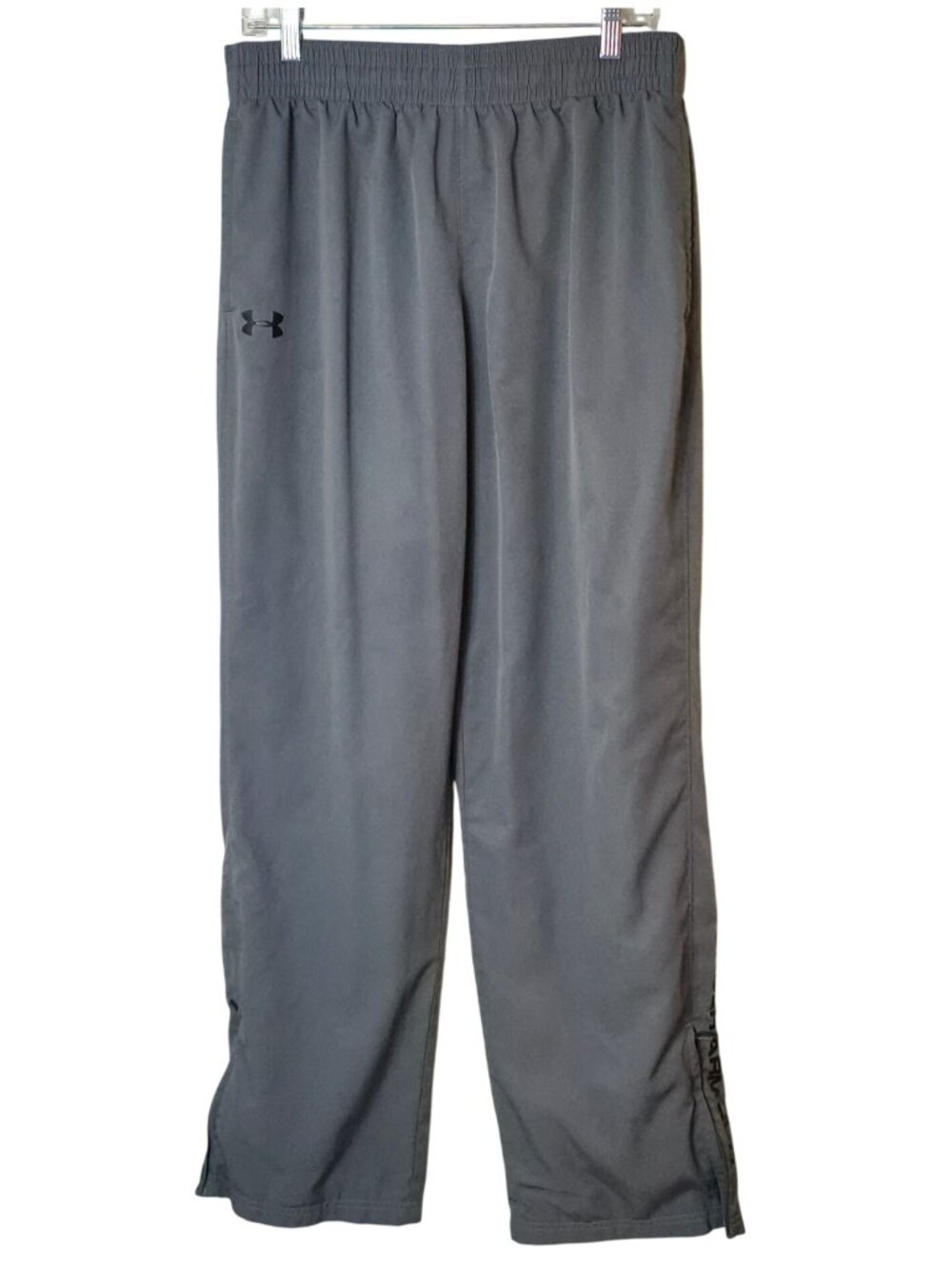 Under Armour Mens L Athletic Pants HeatGear Gray Zippered Ankle Sporty Athleisur